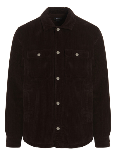 Apc Corduroy Lapel Casual Jacket In Brown