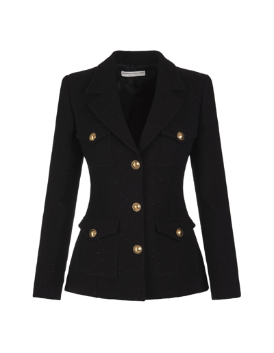 Shop Alessandra Rich Woman Single Breasted Jacket In Black Wool Tweed