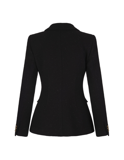 Shop Alessandra Rich Woman Single Breasted Jacket In Black Wool Tweed