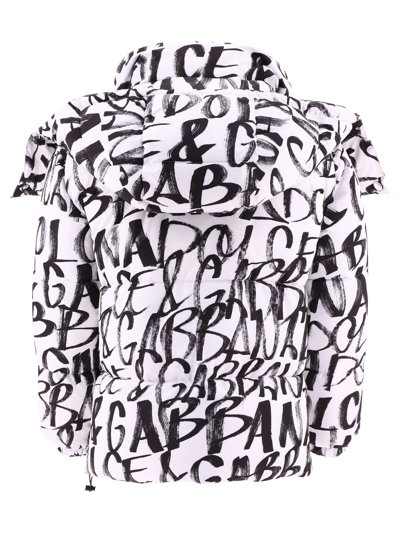 Shop Dolce & Gabbana "graffiti" Down Jacket In White