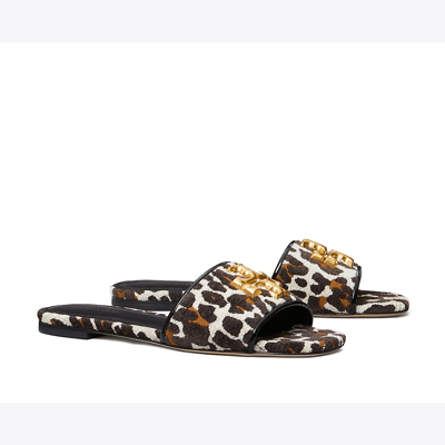 Shop Tory Burch Eleanor Slide In Reva Leopard / Perfect Black