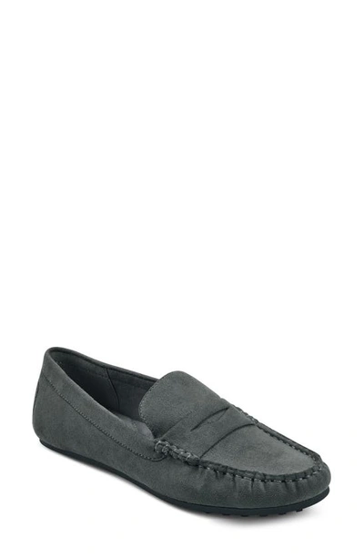 Shop Aerosoles Penny Driver Loafer In Grey Faux Suede
