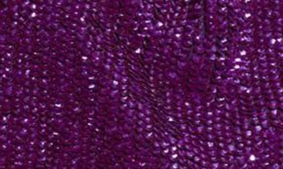 Shop Retroféte Gabrielle Metallic Long Sleeve Wrap Dress In Royal Purple