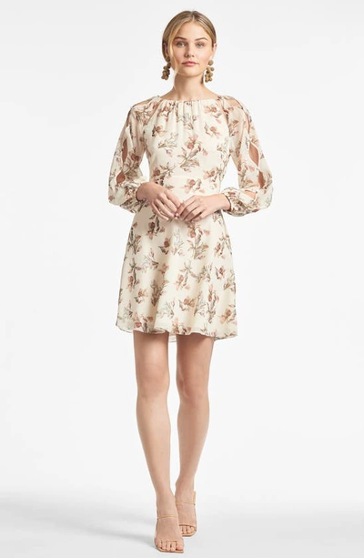 Shop Sachin & Babi Bevvy Floral Long Sleeve Chiffon Dress In Eggshell Venetia Petals