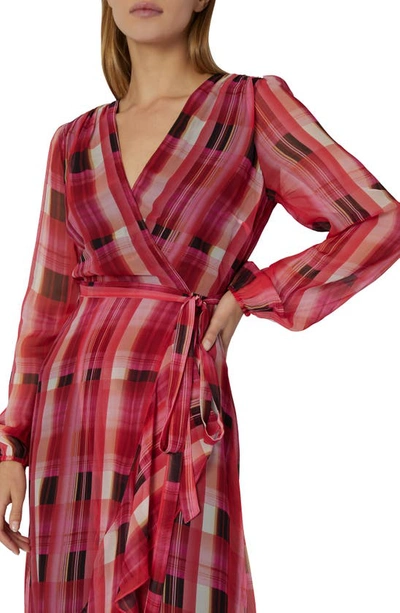 Shop Milly Halley Prep Plaid Long Sleeve Dress In Red Multi
