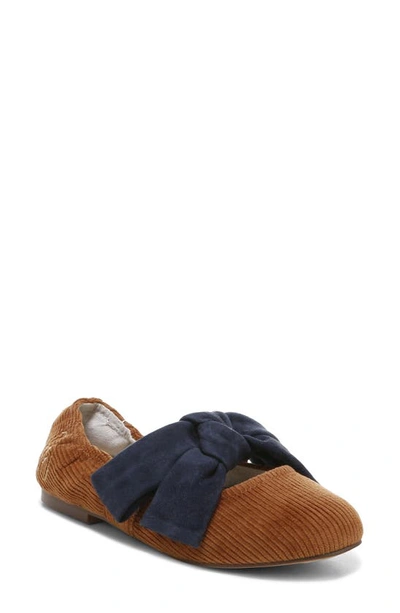 Shop Sam Edelman Kids' Felicity Flat In Brown Mustard/ Baltic Navy