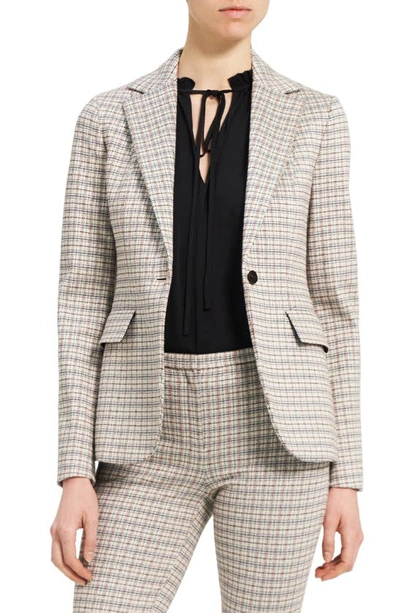 Shop Theory Grid Plaid Riding Blazer In Multi