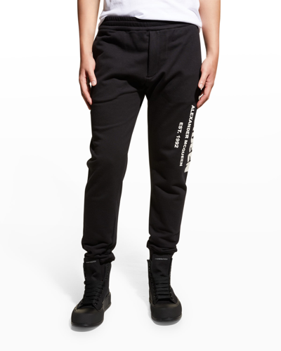 Shop Alexander Mcqueen Men's Graffiti Logo Jogger Pants In Black Multi