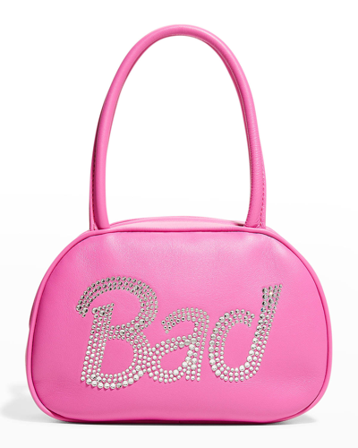 Shop Amina Muaddi Amini Baddie Crystal Top-handle Bag In Nappa Pink
