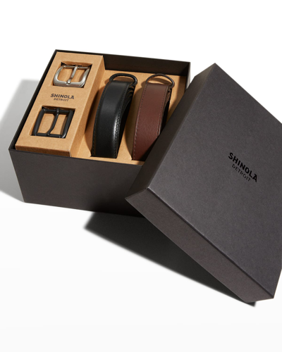 Shop Shinola Men's Boxed Belt Gift Set In Black/brown