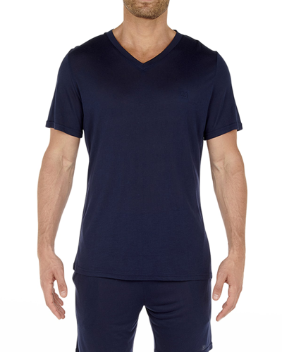 Shop Hom Men's Cocooning V-neck T-shirt In Navy