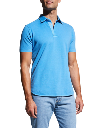 Shop Loro Piana 3-button Cotton Polo Shirt In French Blue