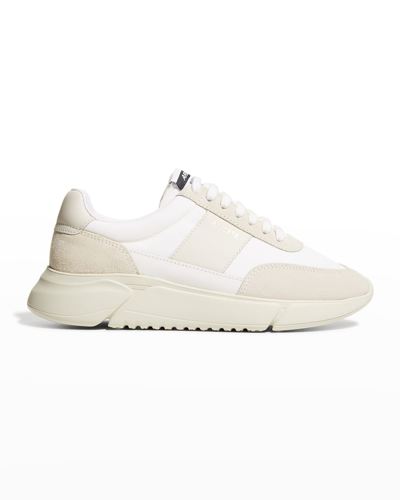 Shop Axel Arigato Genesis Mixed Leather Retro Runner Sneakers In White/cremino