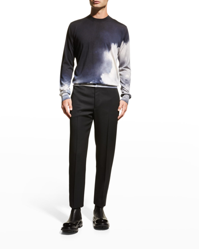 Shop Alexander Mcqueen Men's Storm-print Crew Sweater In Black Multi