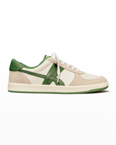 TORY BURCH HANK COURT MIX-LEATHER LOW-TOP SNEAKERS 