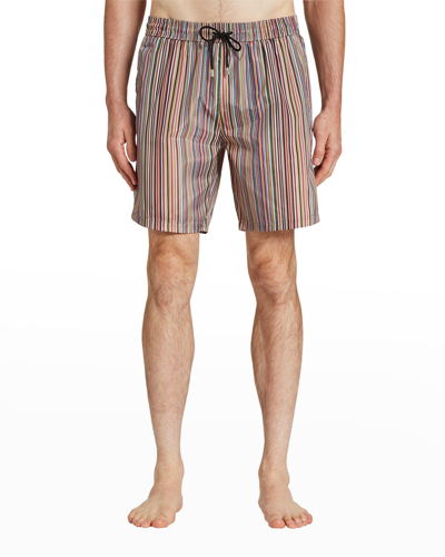Shop Paul Smith Men's Multi-stripe Drawstring Shorts In Multicolor