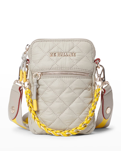 Shop Mz Wallace Crosby Micro Quilted Nylon Crossbody Bag In Atmosphere/yellow