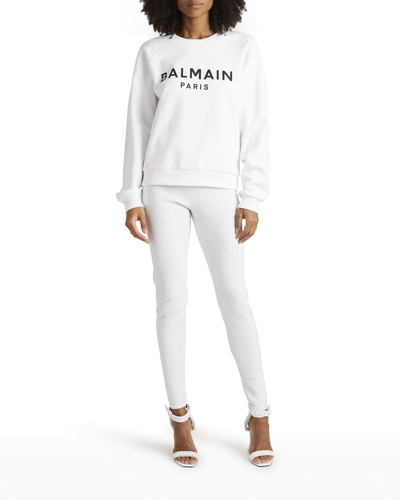 Shop Balmain Logo Front Sweatshirt In White / Black