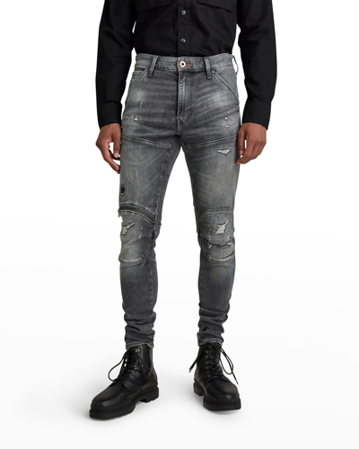 G-star Raw Men's 5620 Elwood 3d Skinny Jeans In Vintage Ripped Basalt |  ModeSens