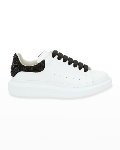 Alexander Mcqueen Python-effect Trimmed Leather Sneakers In White/black