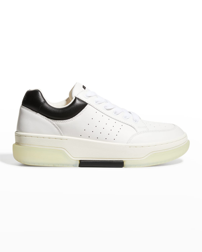 Shop Amiri Men's Stadium Perforated Clear-sole Low-top Sneakers In White/black