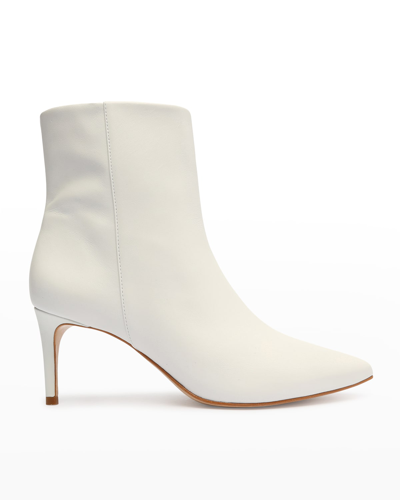 Shop Schutz Mikki Mid Leather Pointed-toe Booties In White