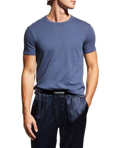 Shop Tom Ford Men's Solid Stretch Jersey T-shirt In Dark Blue