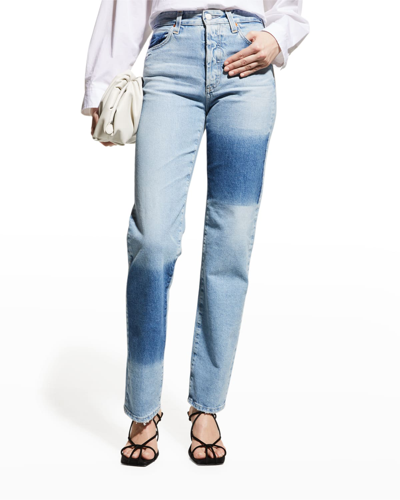 Shop Ag Alexxis High-rise Straight-leg Jeans - Biodegradable Dye In 23 Years Facade