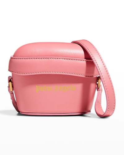Shop Palm Angels Mini Padlock Leather Shoulder Bag In Pink