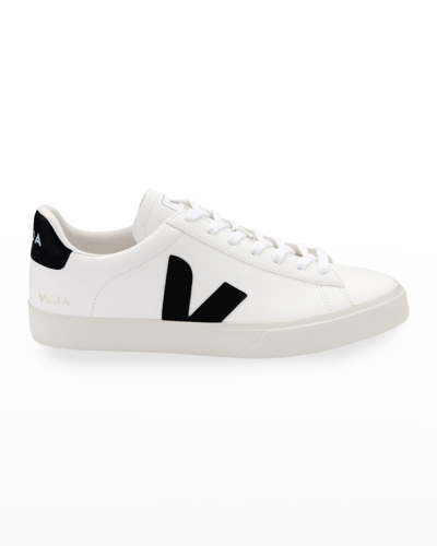 Shop Veja Campo Bicolor Leather Low-top Sneakers In Extra White/black