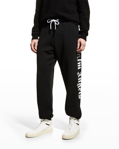 Shop Palm Angels Men's Side-logo Sweatpants In Black/white