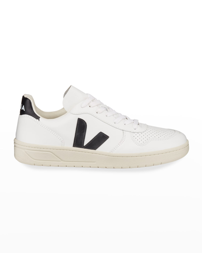 Shop Veja V10 Leather Platform Sneakers In Extra White/black