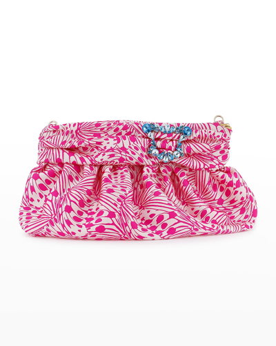 Shop Sophia Webster Margaux Crystal Jacquard Clutch Bag In Pink/white