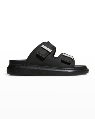 Shop Alexander Mcqueen Men's Logo Flatform Slide Sandals In Black Multi