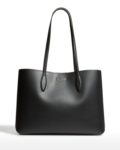 Shop Kate Spade All Day Leather Large Tote Bag In Black/black