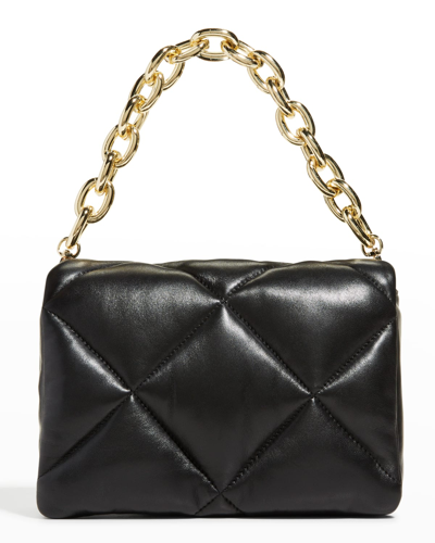 Shop Stand Studio Brynn Quilted Leather Chain Shoulder Bag In Black/gold