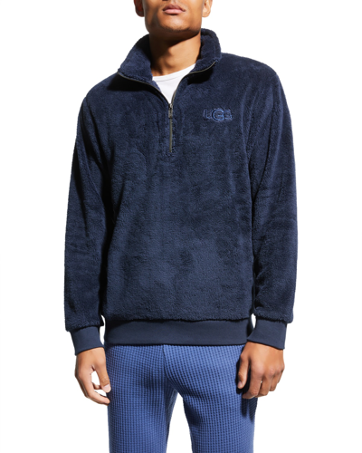 Shop Ugg Men's Zeke Sherpa Fleece Quarter-zip Pullover Sweatshirt In Twilight