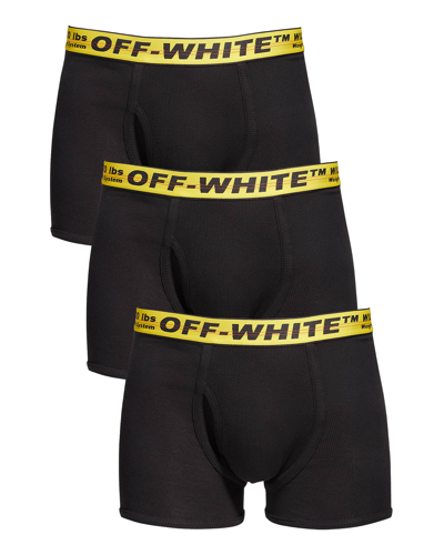 Shop Off-white Men's Three-pack Industrial Logo Boxer Briefs In Black/yellow