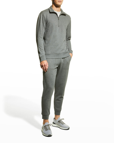 Shop Ugg Men's Zeke Fleece Quarter-zip Sweater In Charcoal