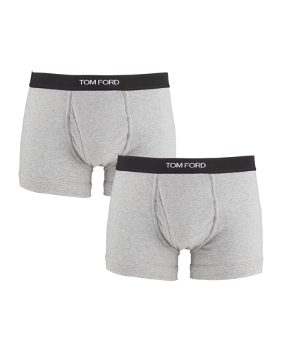Shop Tom Ford Men's 2-pack Solid Jersey Boxer Briefs In Grey