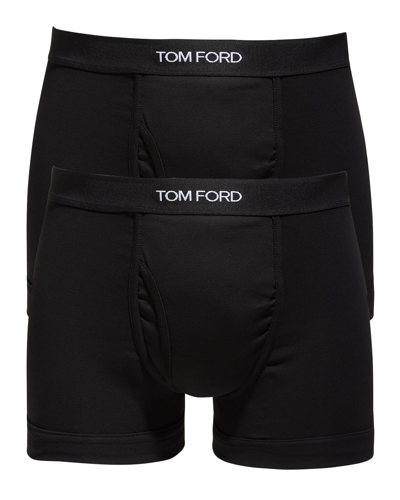 Shop Tom Ford Men's 2-pack Solid Jersey Boxer Briefs In Black