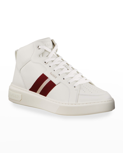 Shop Bally Men's Myles 07 Trainspotting Leather High-top Sneakers In White