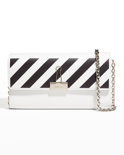 Shop Off-white Striped Binder Wallet On Chain In White/black