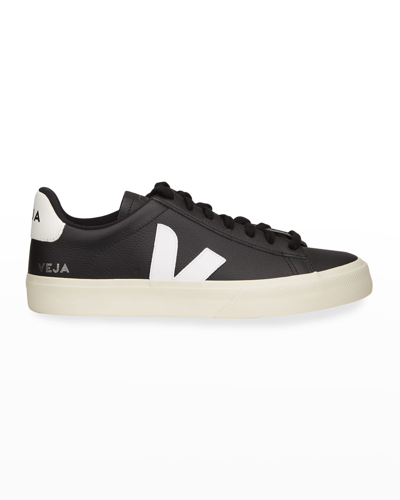 Shop Veja Campo Easy Two-tone Leather Sneakers In Black/white