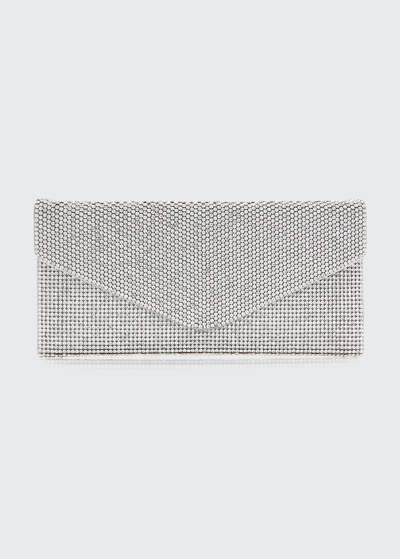 Shop Judith Leiber Envelope Beaded Clutch Bag In Silver