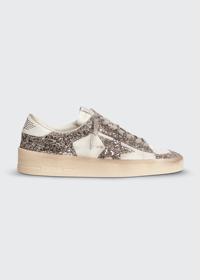 Shop Golden Goose Stardan Glitter Low-top Sneakers In White/silver