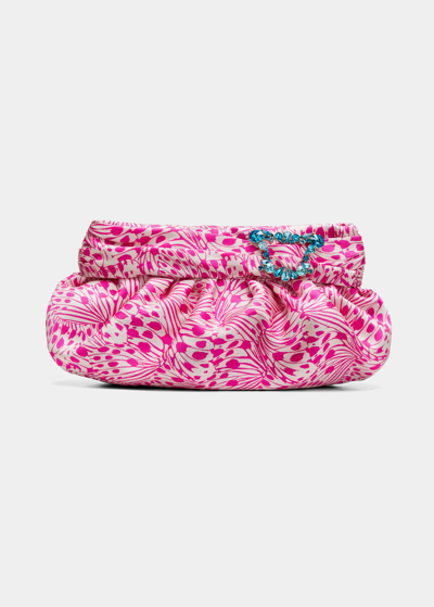 Shop Sophia Webster Margaux Crystal Jacquard Clutch Bag In Pink/white