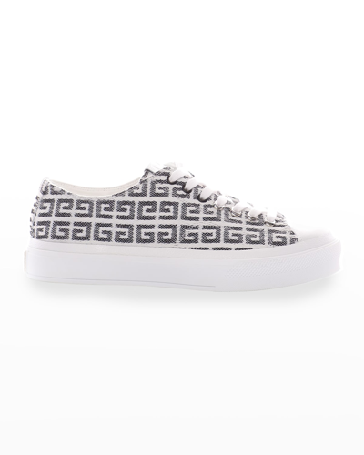 Shop Givenchy City 4g Jacquard Low-top Sneakers In Black/white