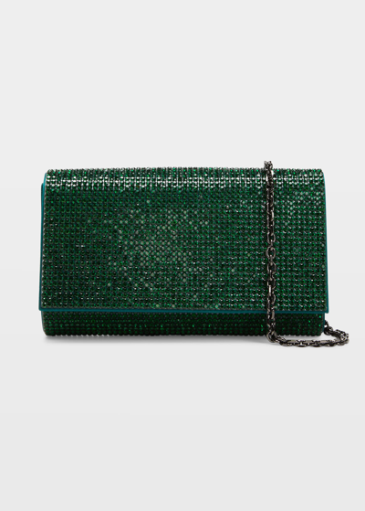 Shop Judith Leiber Fizzy Crystal Flap Clutch Bag In Silver/emerald