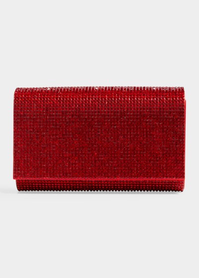 Shop Judith Leiber Fizzy Crystal Flap Clutch Bag In Silver/red